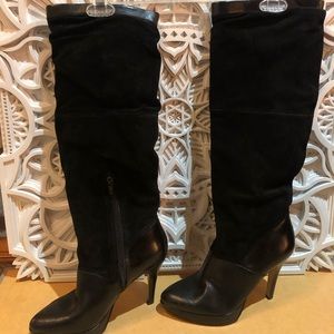 Nine West black knee high leather/suede boots 🖤